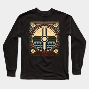 Zia Sun Symbol Pattern Long Sleeve T-Shirt